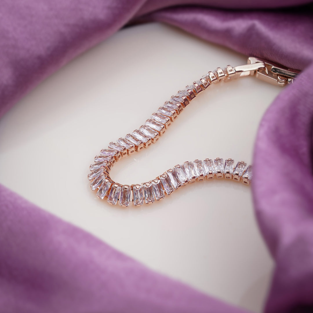 Opulenza Rose Gold Baguette Bracelet jewellery product view 6