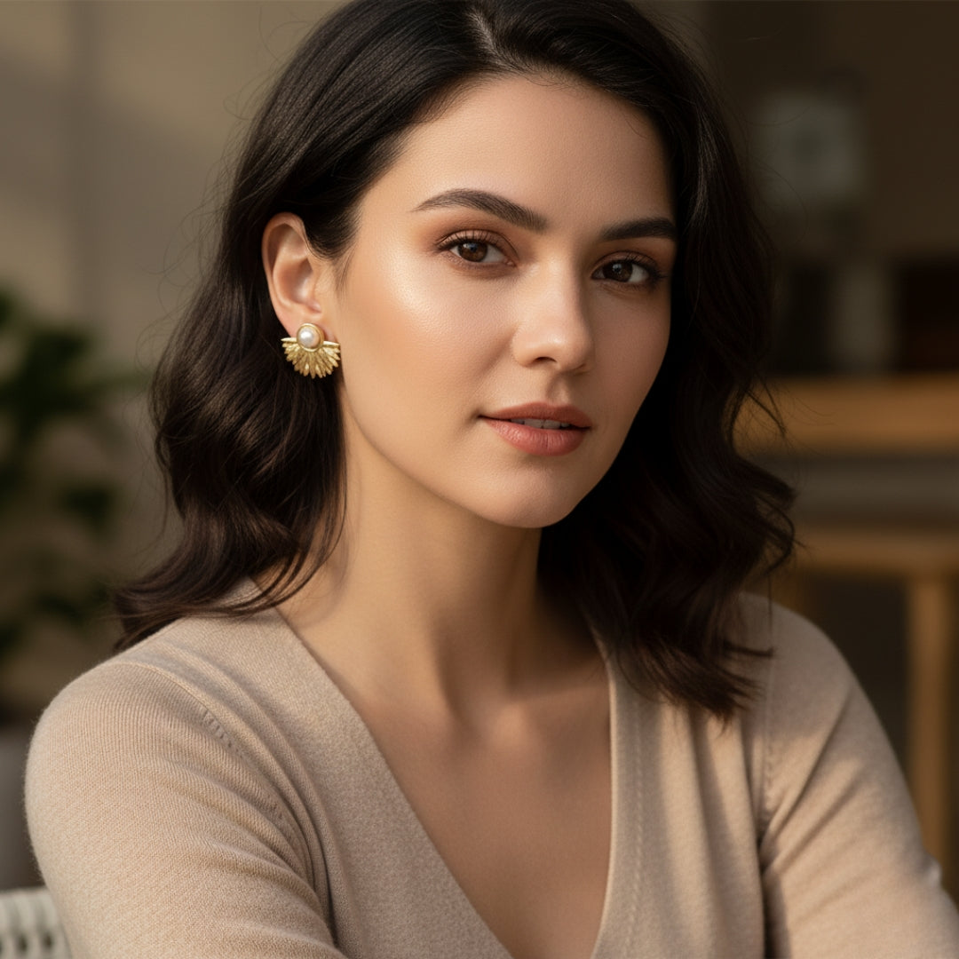 Pearl Hoop Earrings jewellery product view 8