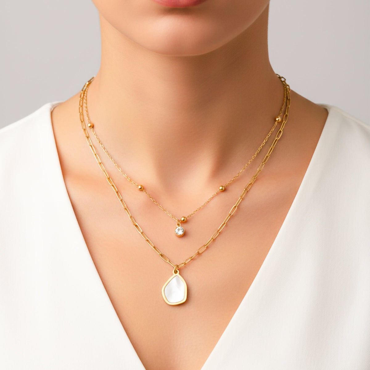 Veloura Luxe Double Layer Gold Pendant jewellery product view 3