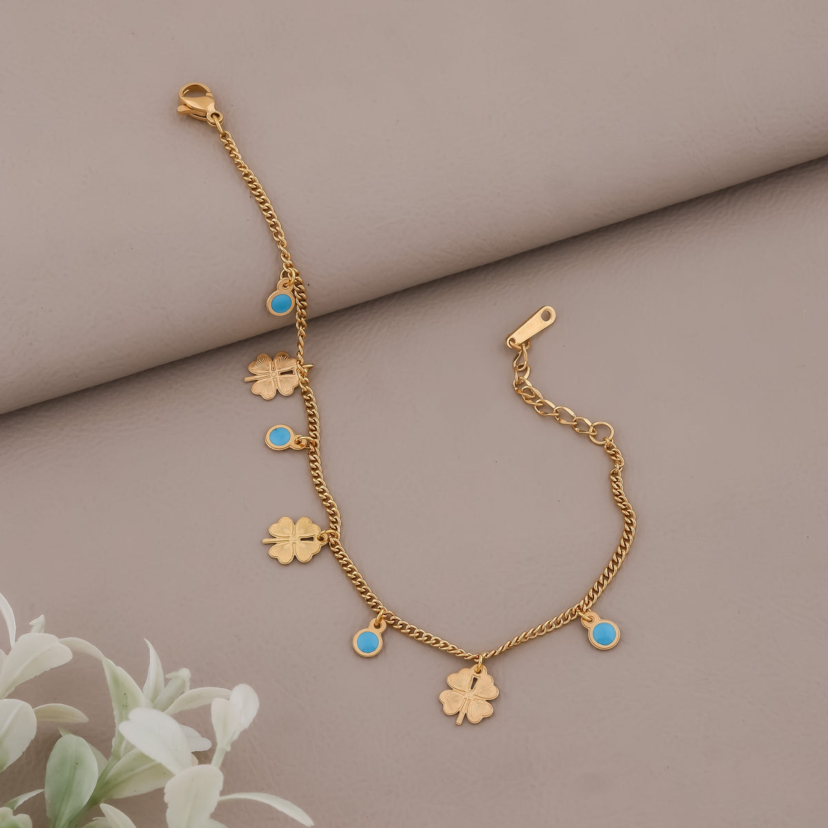 Celestial Clover Nazar Gold Bracelet jewellery product view 7