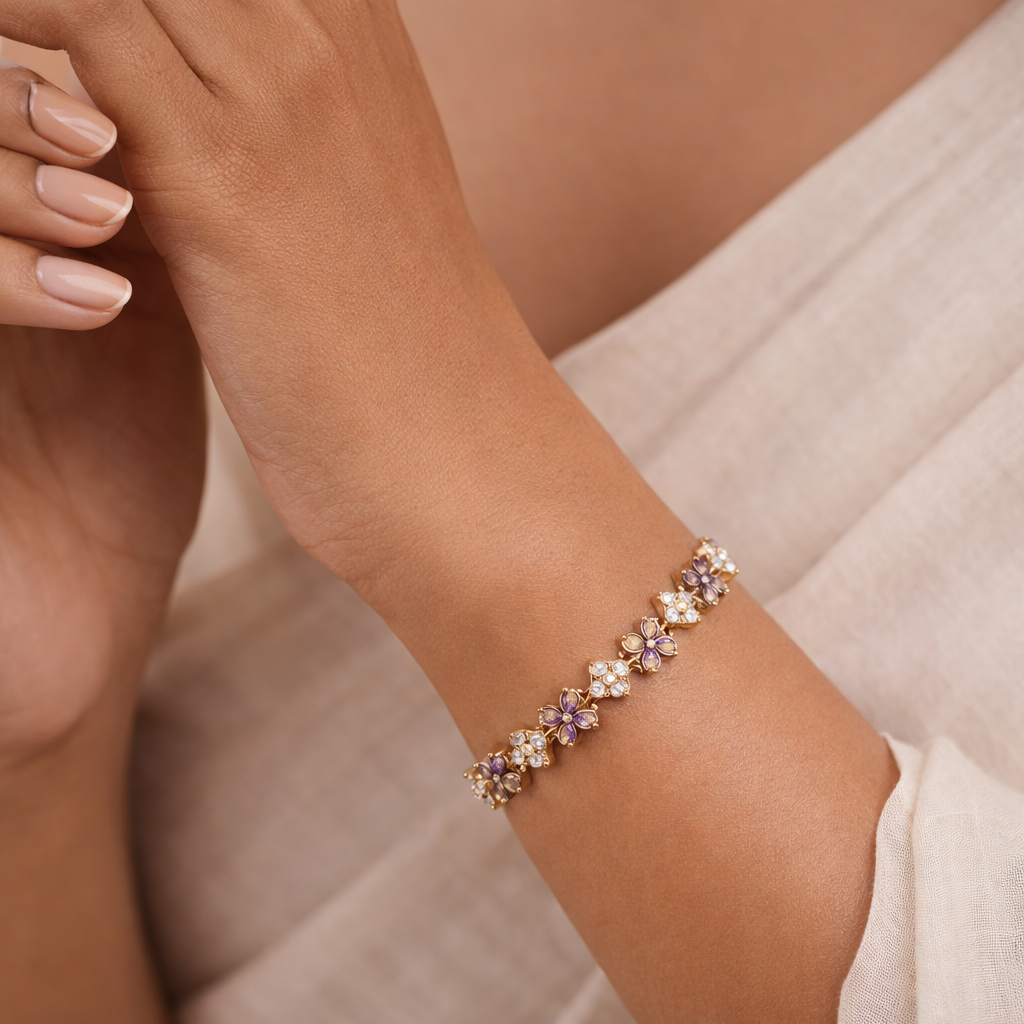 Luxe Flower Charm Bracelet jewellery product view 3