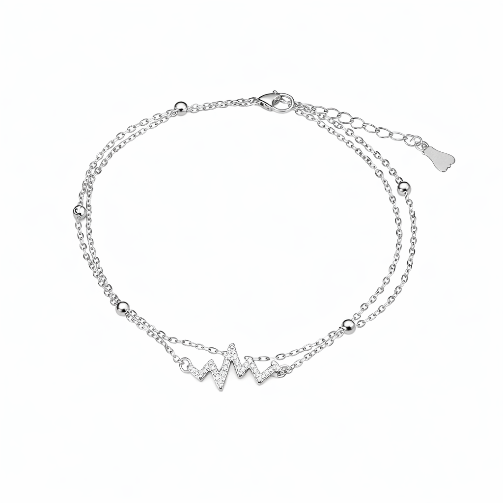Silver Heartbeat Charm Anklet jewellery product view 9