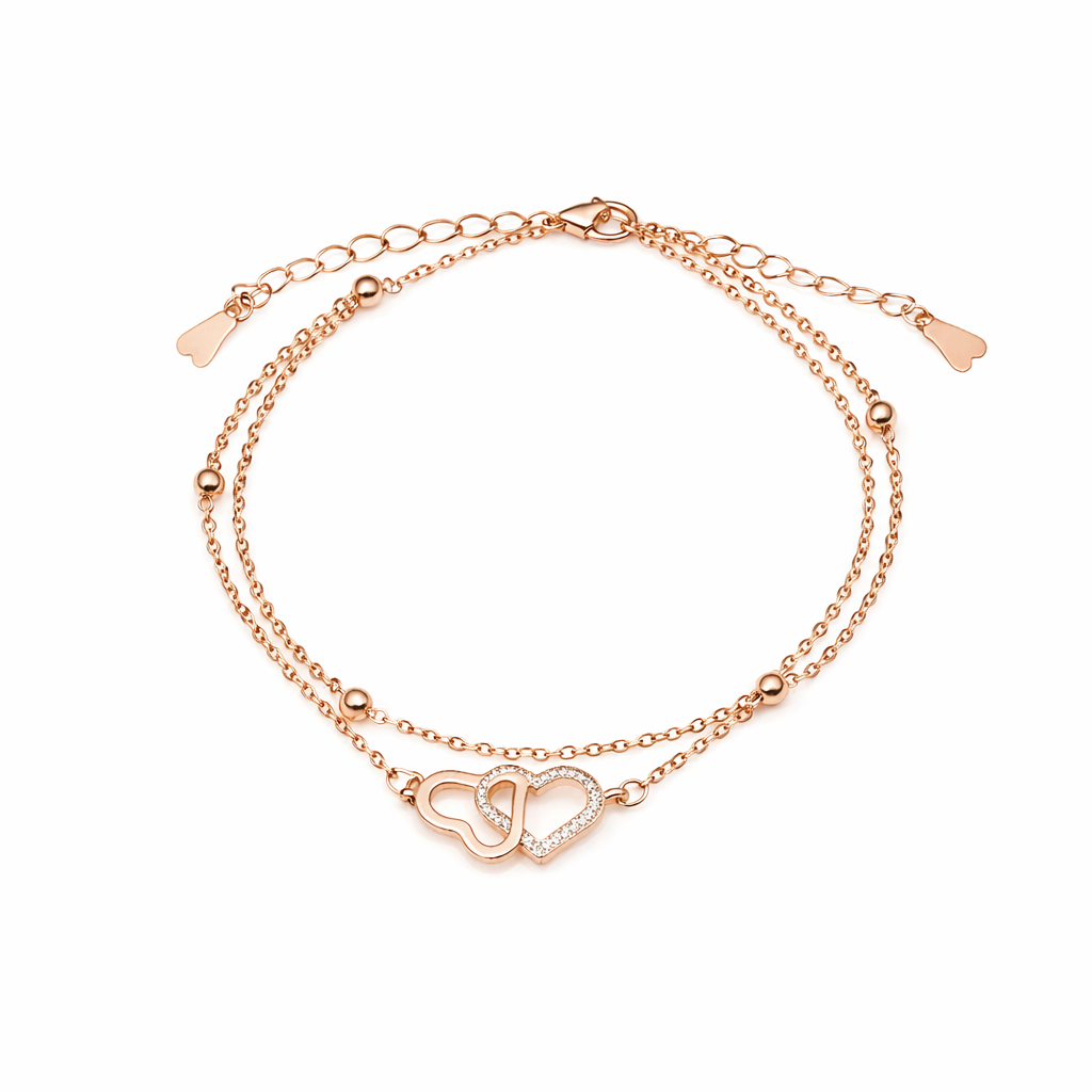 Luxpenny Twin Heart Rose Gold Anklet jewellery product view 9