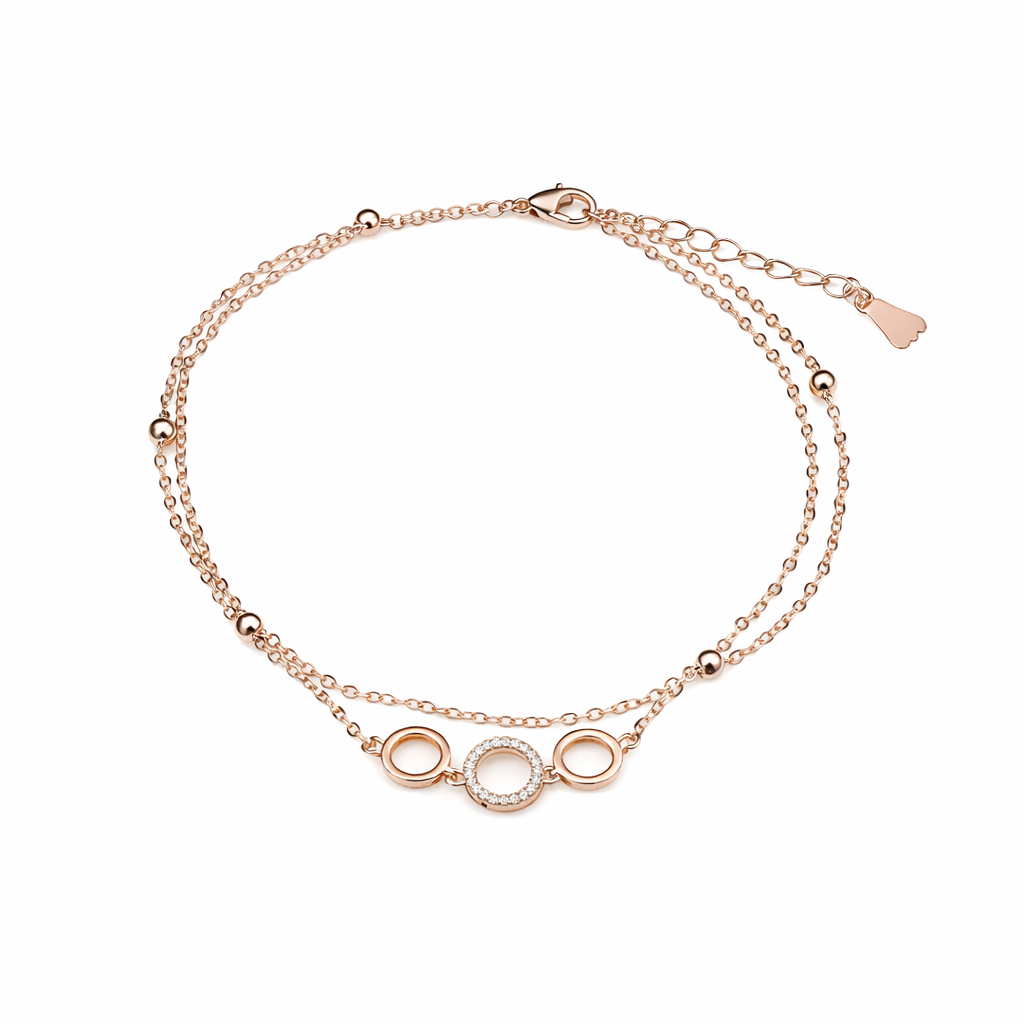 Aurora Crystal Circle Rose Gold Anklet jewellery product view 9