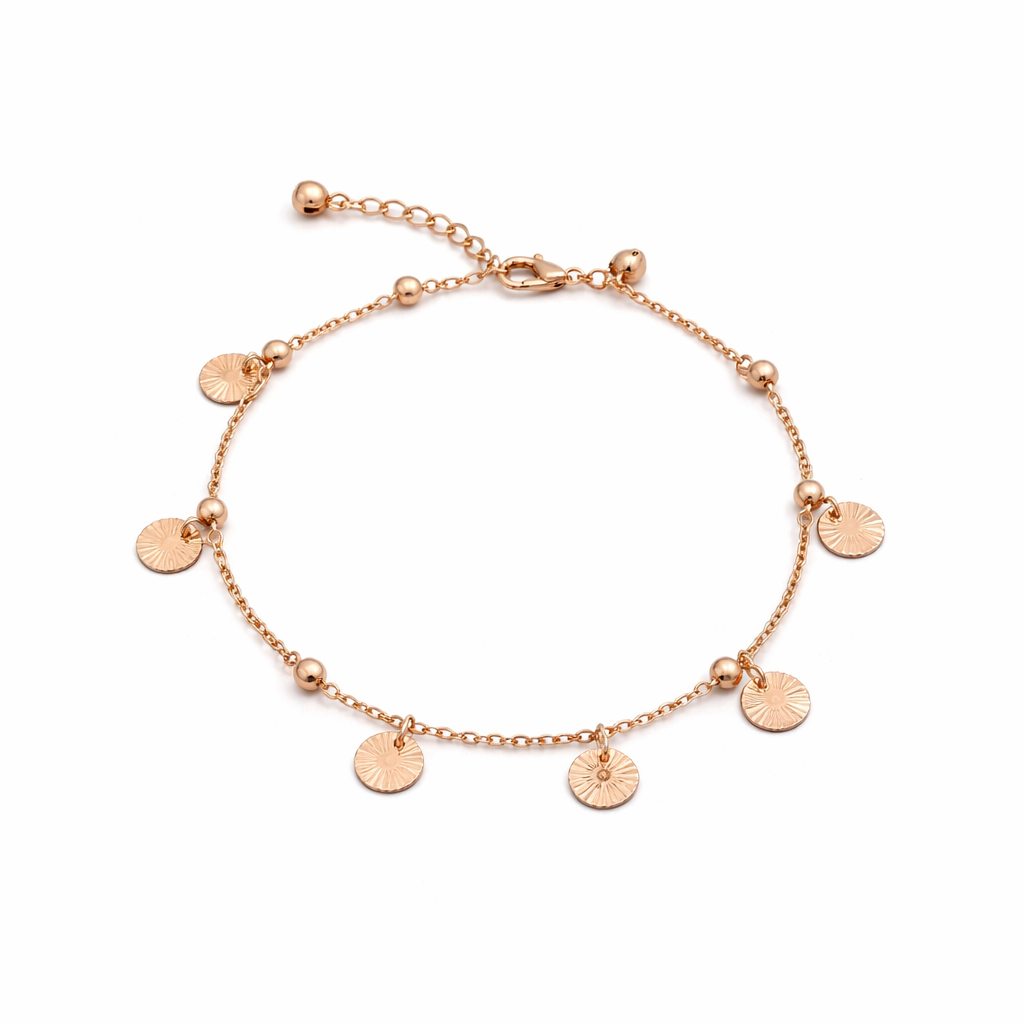 Rose Gold Sunburst Charm Anklet jewellery product view 4
