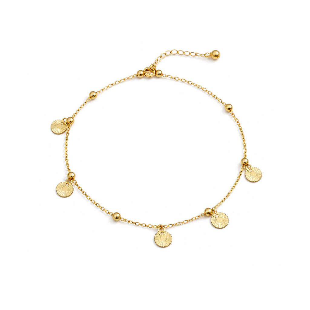 Elysian Minimal Gold Charm Anklet jewellery product view 4