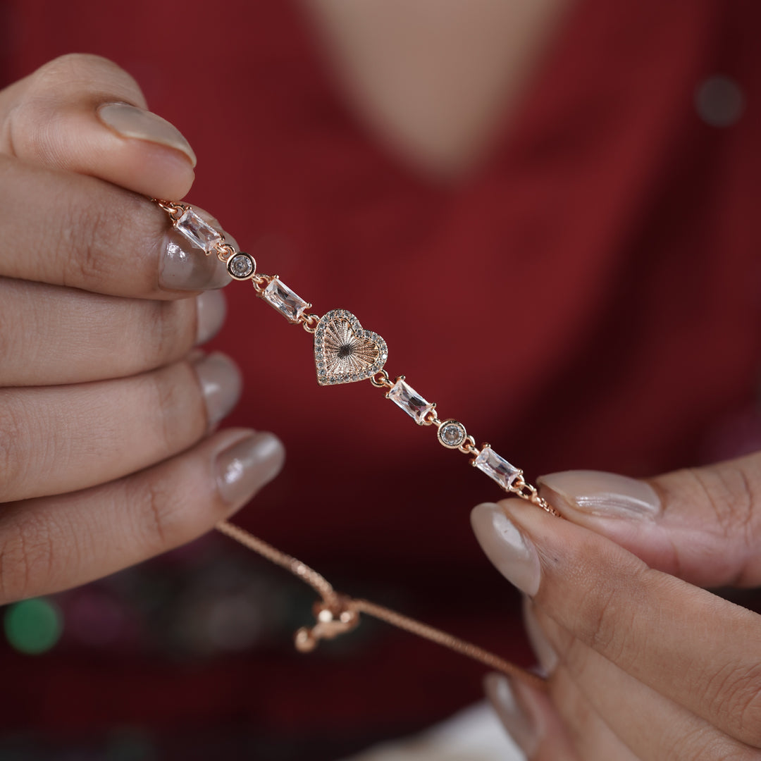 Zircon Heart Slider Bracelet jewellery product view 5
