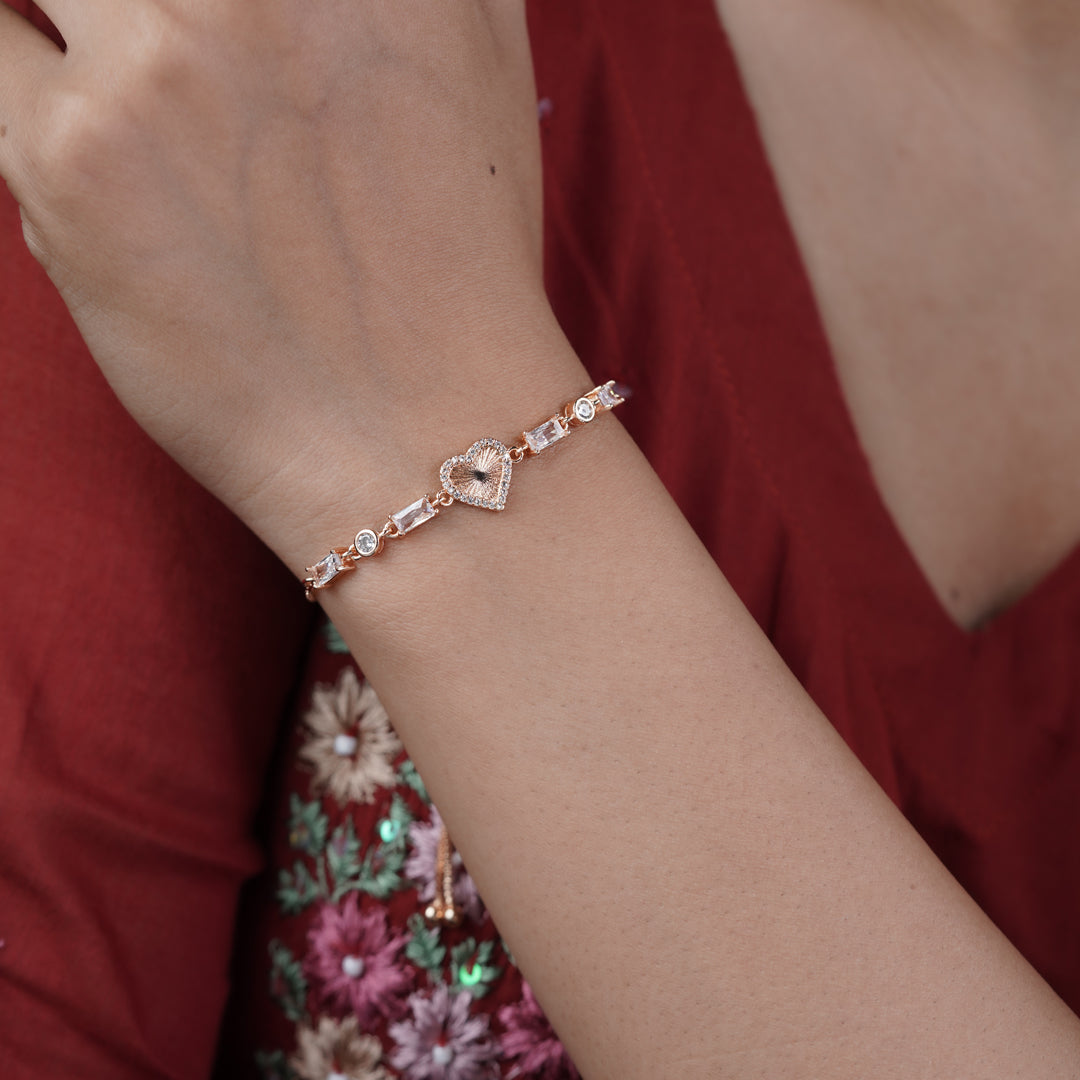 Zircon Heart Slider Bracelet jewellery product view 6