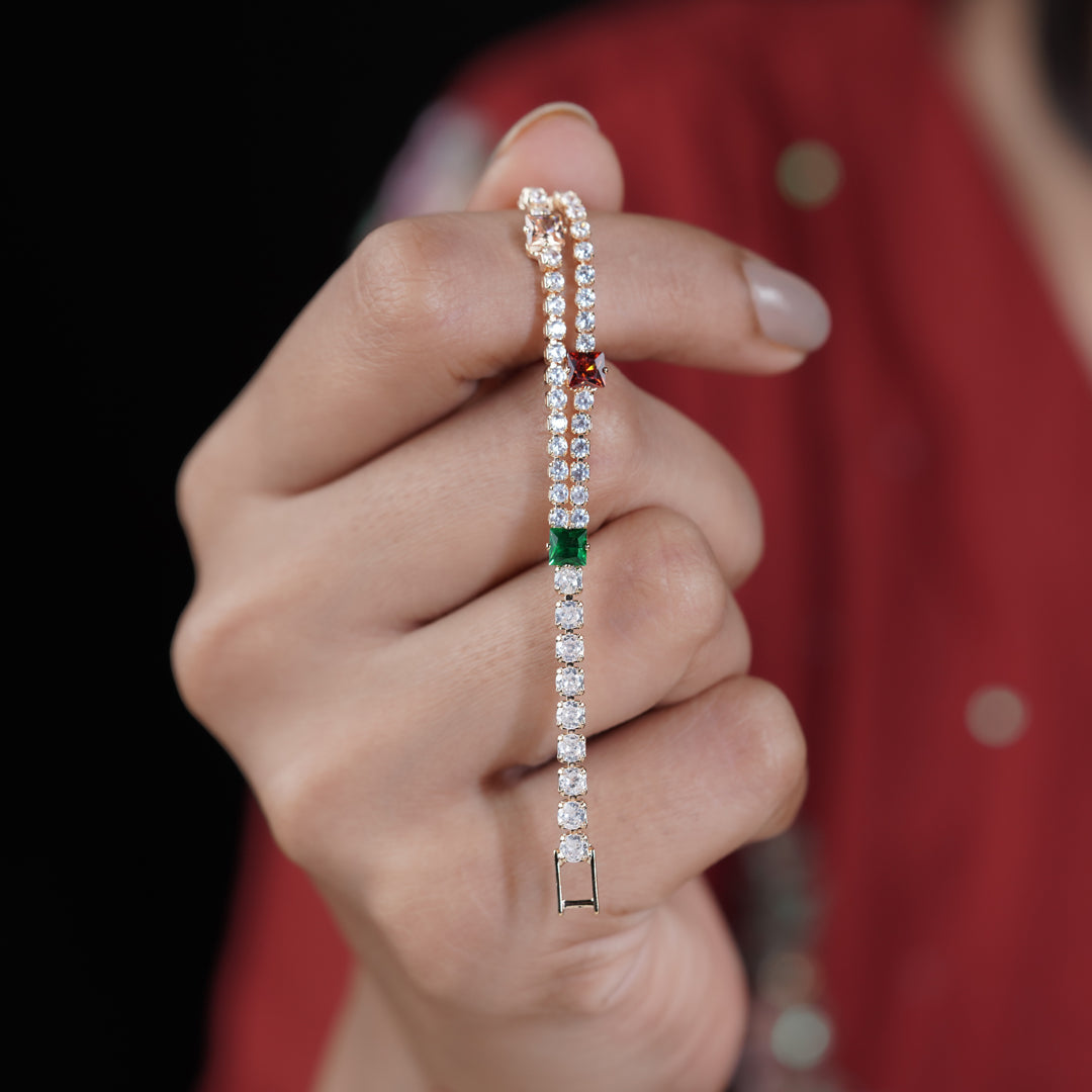 Luxe Square Stone Tennis Bracelet jewellery product view 6