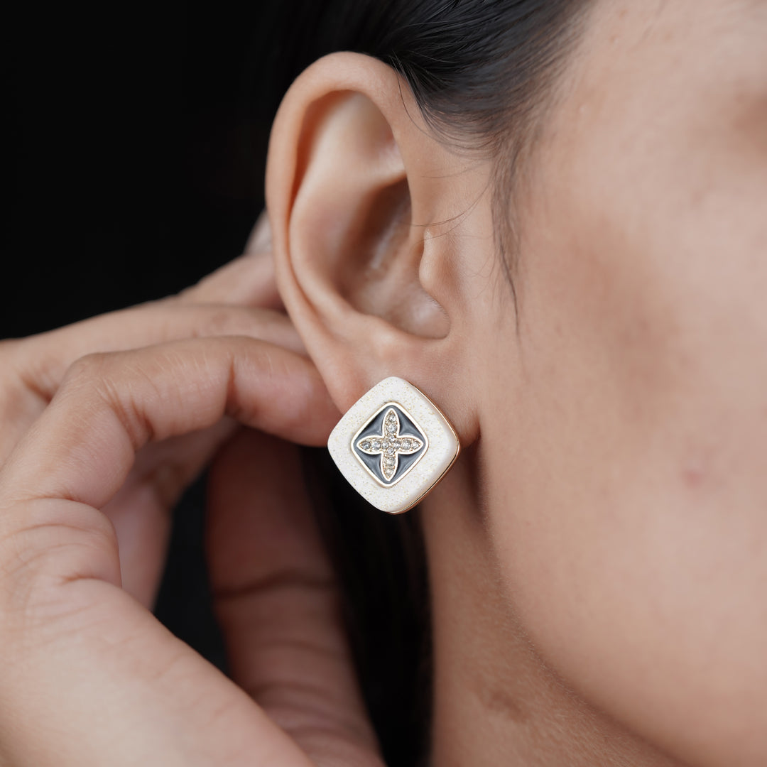 Ivory Noir Blossom Luxe Stud Earrings jewellery product view 8