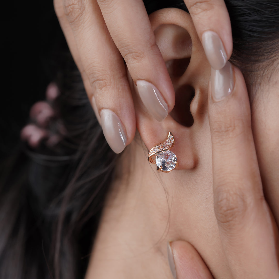 Crescent Diamond Glow Stud Earrings jewellery product view 9