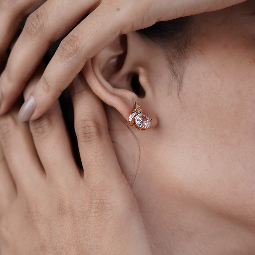 Crescent Diamond Glow Stud Earrings jewellery product view 10