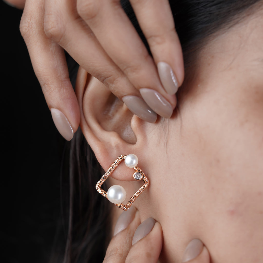 Square Pearl Earrings jewellery product view 6