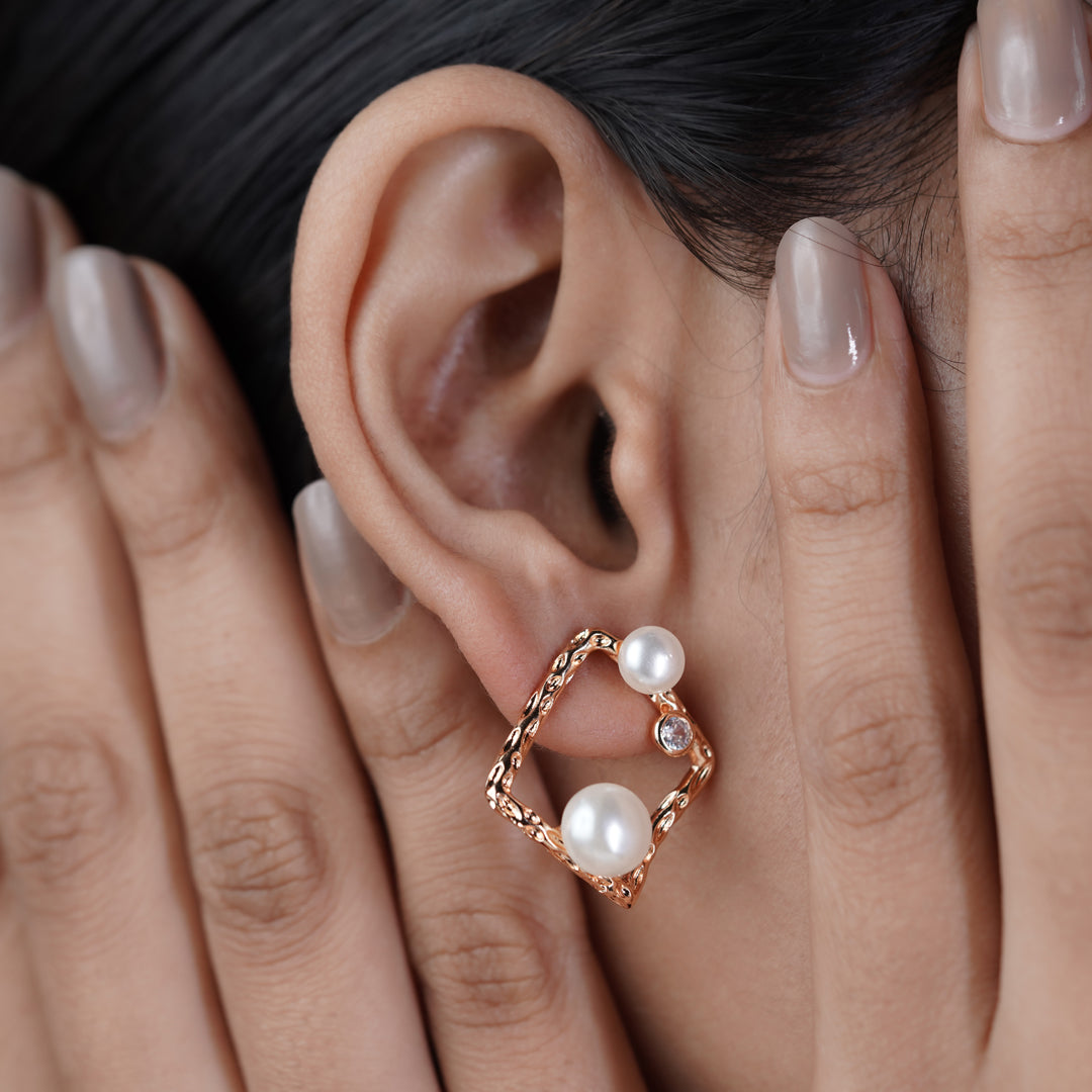 Square Pearl Earrings jewellery product view 8