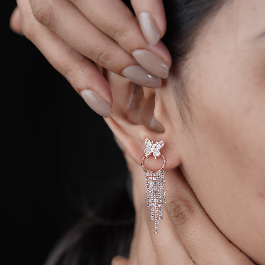 Butterfly Crystal Tassel Earrings jewellery product view 6