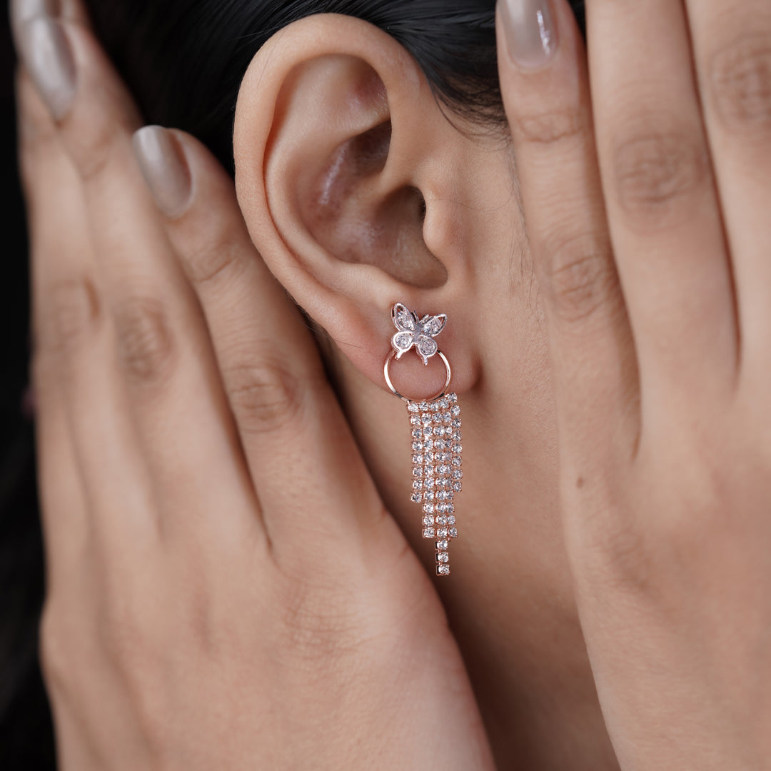 Butterfly Crystal Tassel Earrings jewellery product view 7