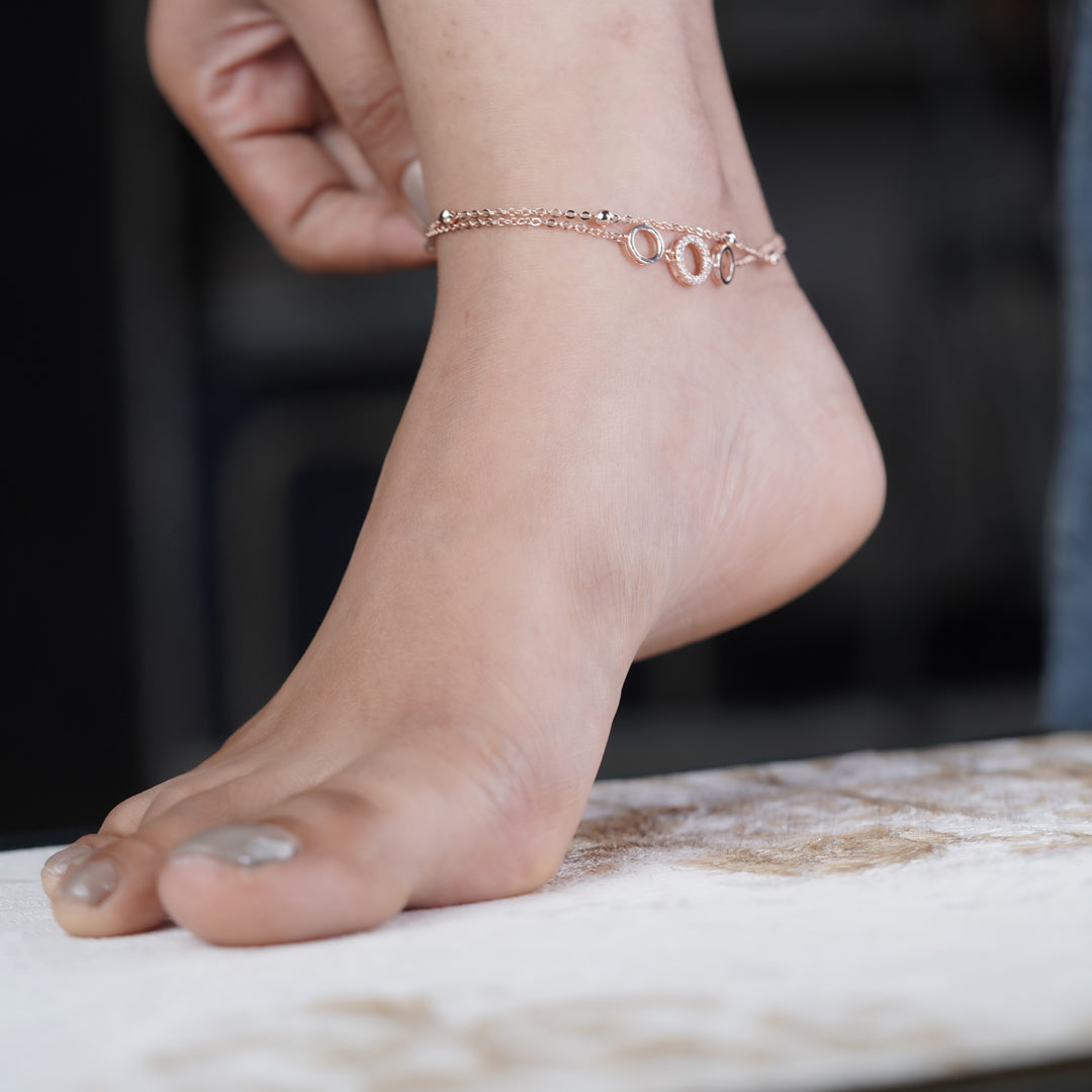 Aurora Crystal Circle Rose Gold Anklet jewellery product view 6