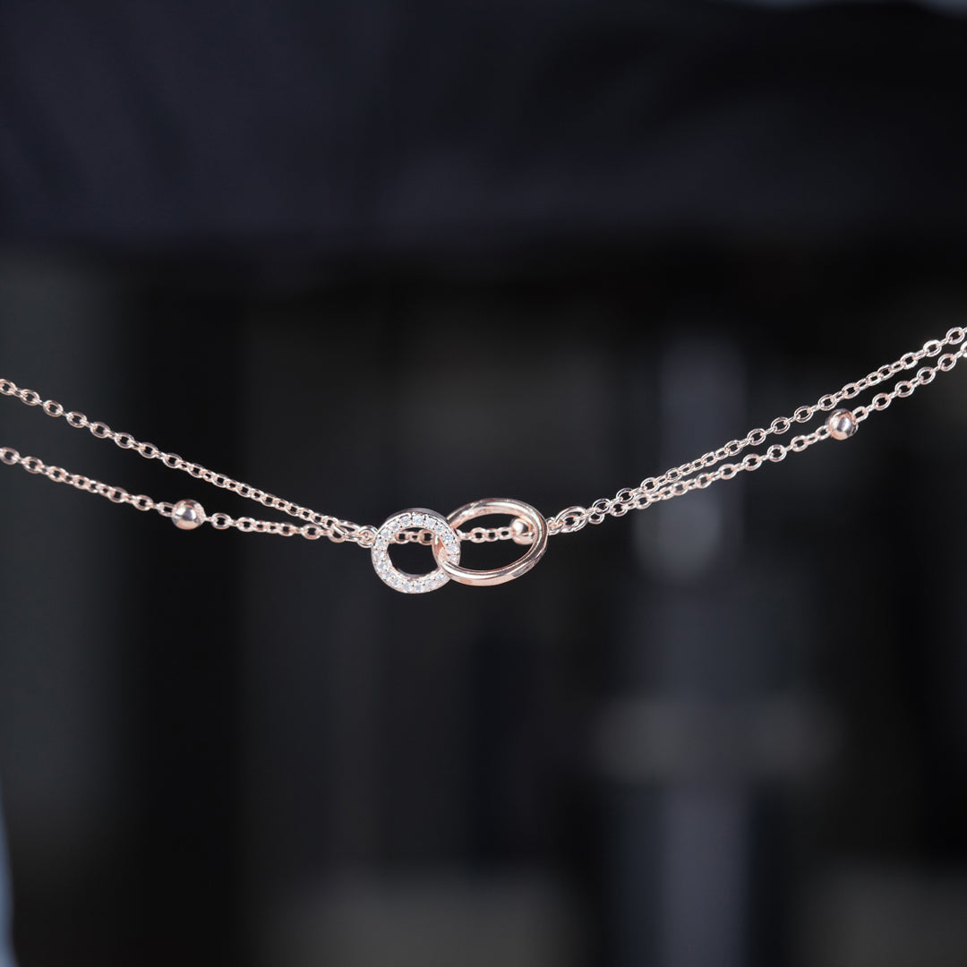 Interlocking Circle Rose Gold Anklet jewellery product view 5