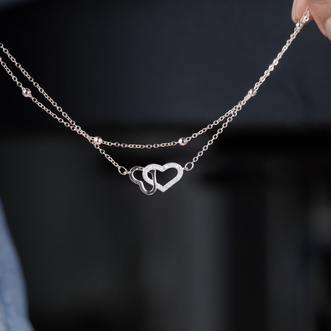 Luxpenny Twin Heart Rose Gold Anklet jewellery product view 5