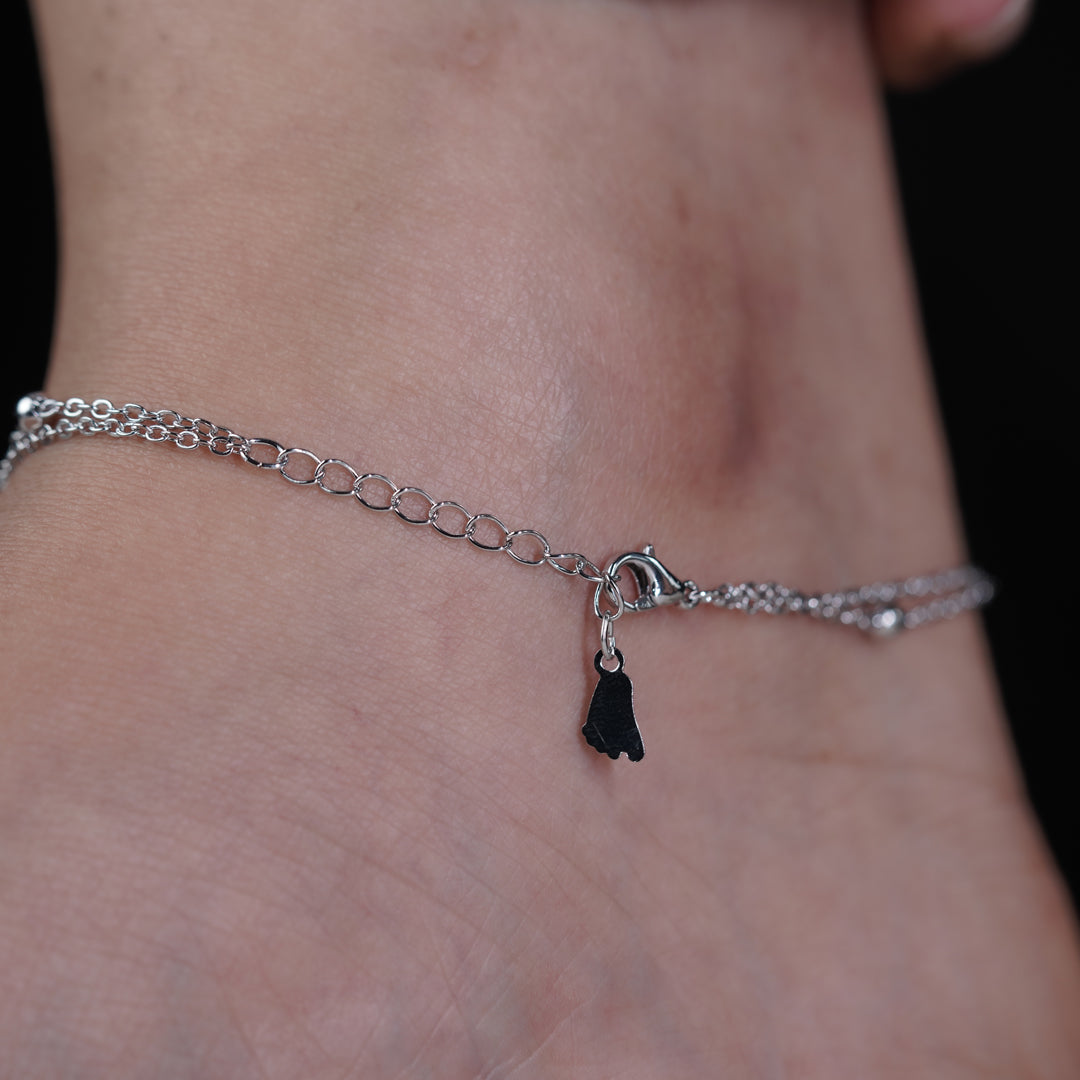 Dainty Crystal Dangle Silver Anklet jewellery product view 7