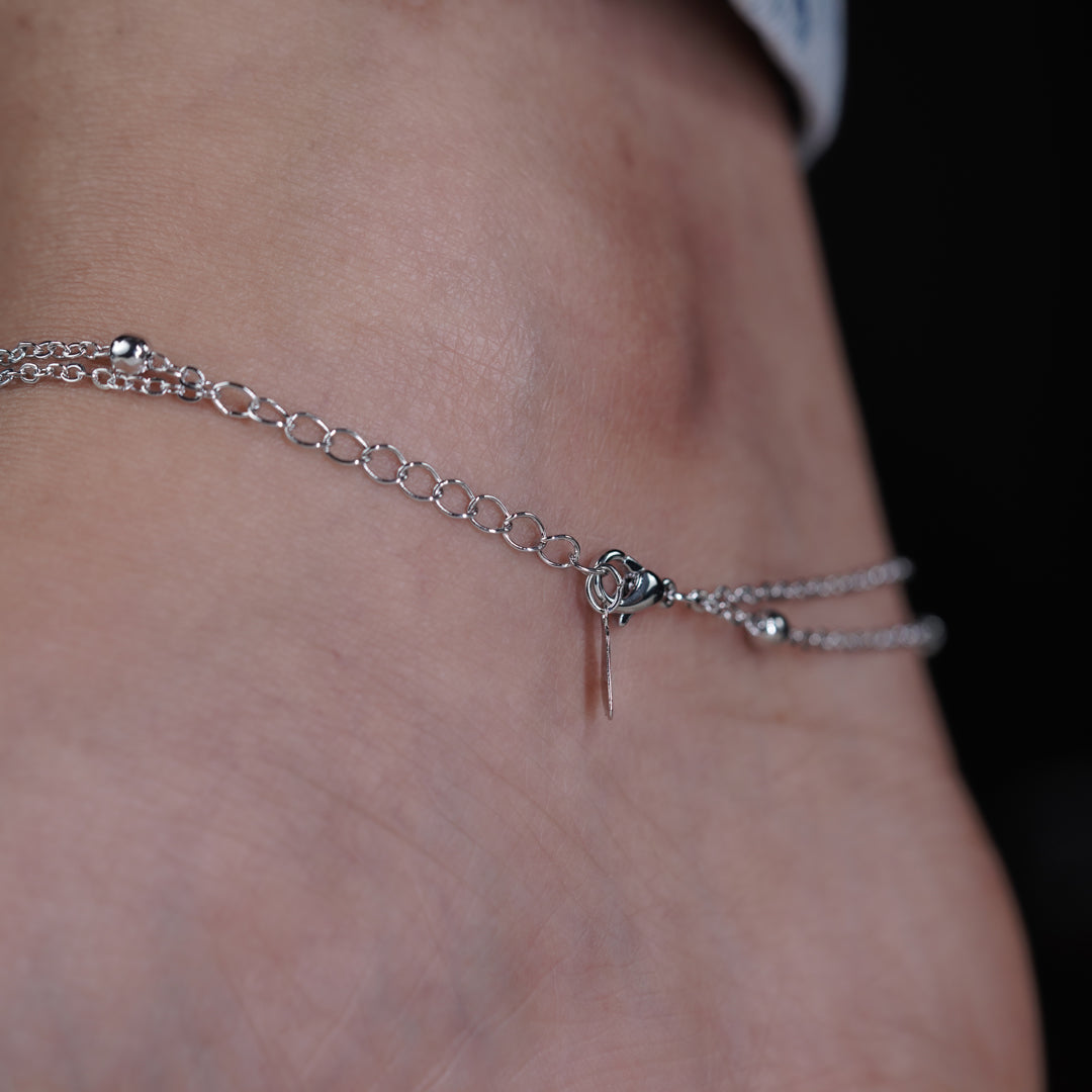 Silver Heartbeat Charm Anklet jewellery product view 8