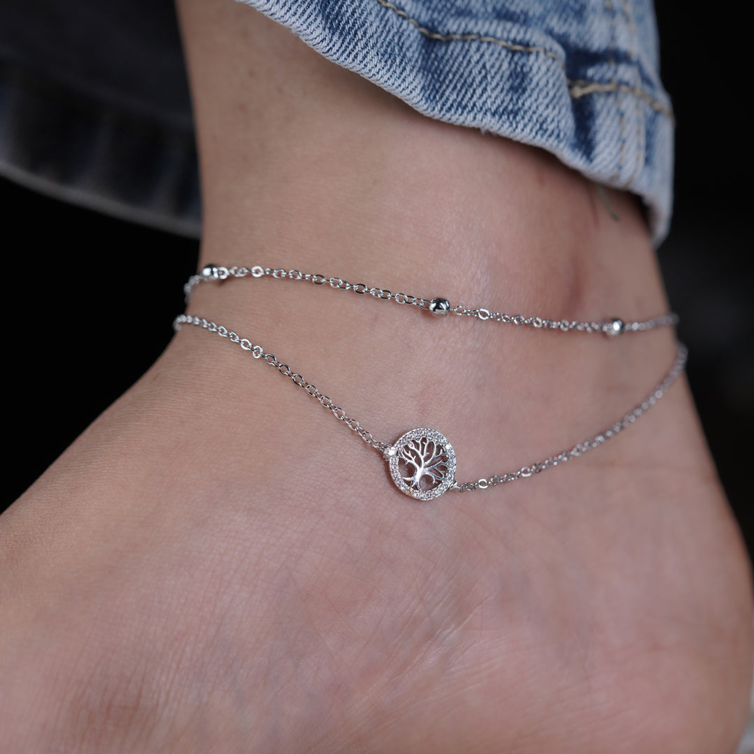 Celestial Tree of Life Silver Anklet jewellery product view 6