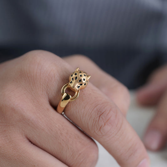 Golden Panther Link Ring jewellery product view 2