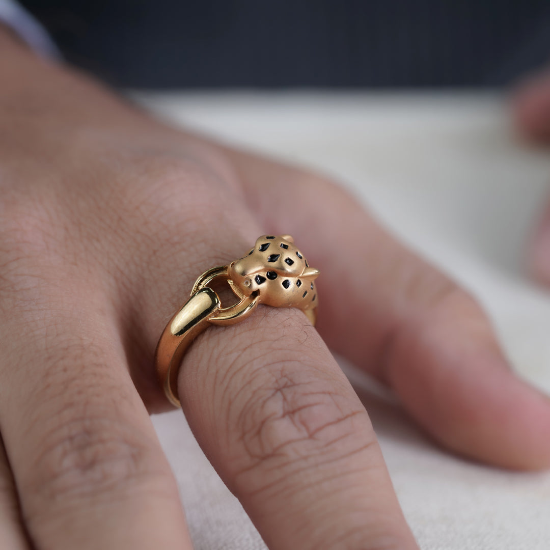 Golden Panther Link Ring jewellery product view 4