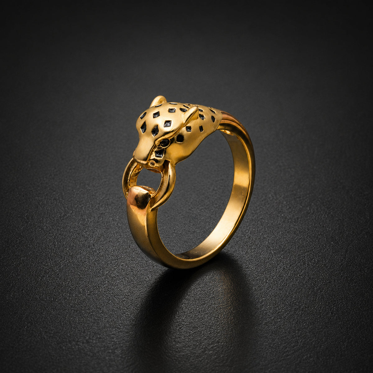 Golden Panther Link Ring jewellery product view 1
