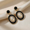 Royal Noir Pearl Halo Drop Earrings jewellery product view 1