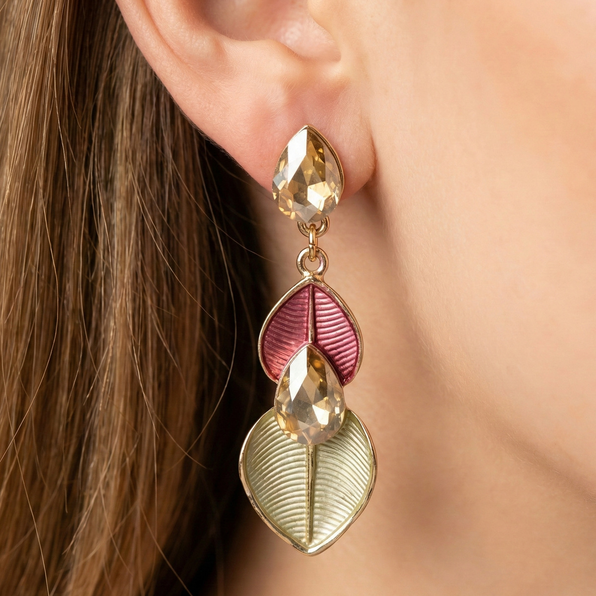 Prism Leaf Statement Earrings jewellery product view 4