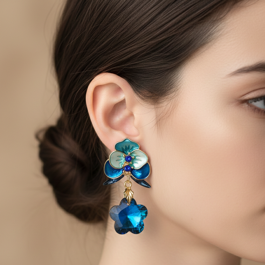 Blue Aura Drops Earrings jewellery product view 3