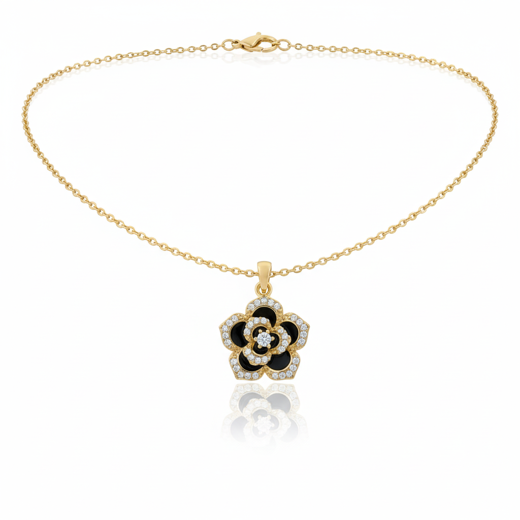 Elegant Gold Flower Pendant Necklace jewellery product view 5