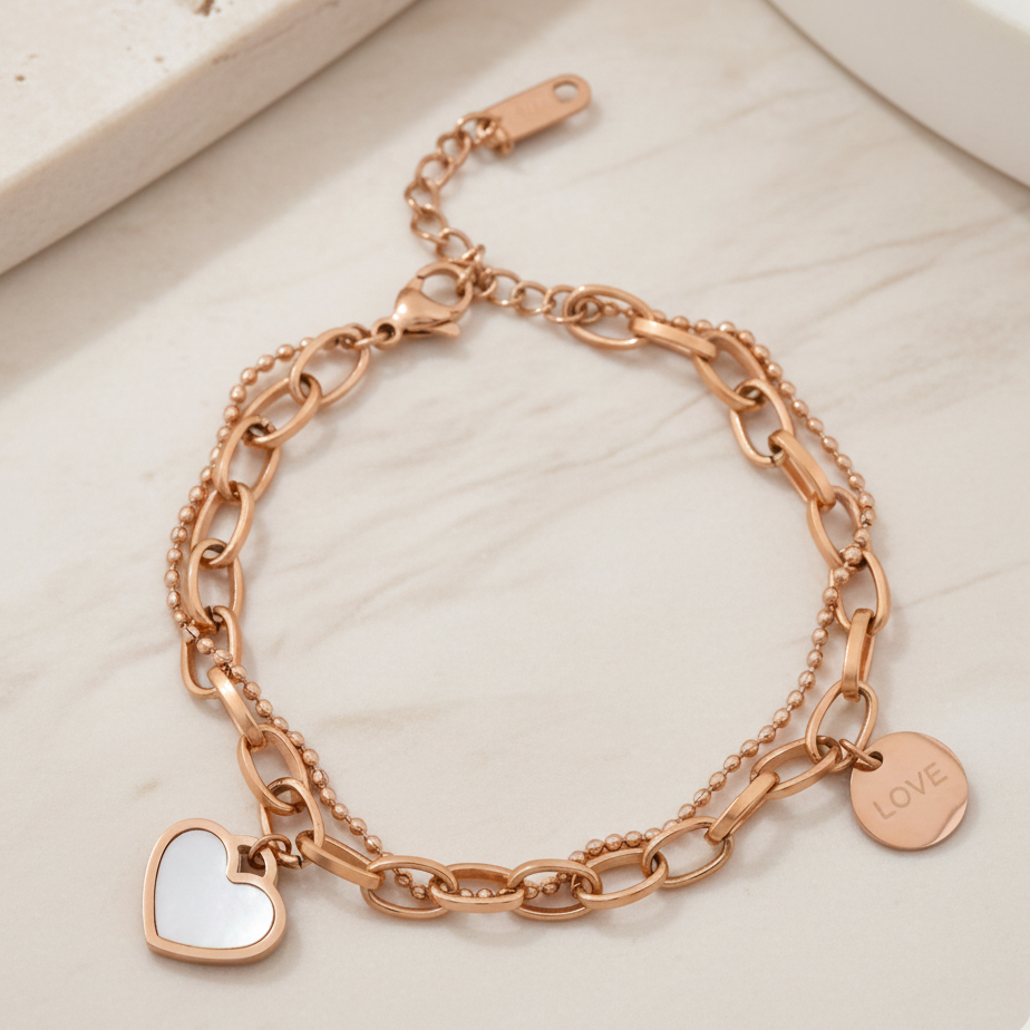 Amoura Luxe Heart Charm Bracelet jewellery product view 3
