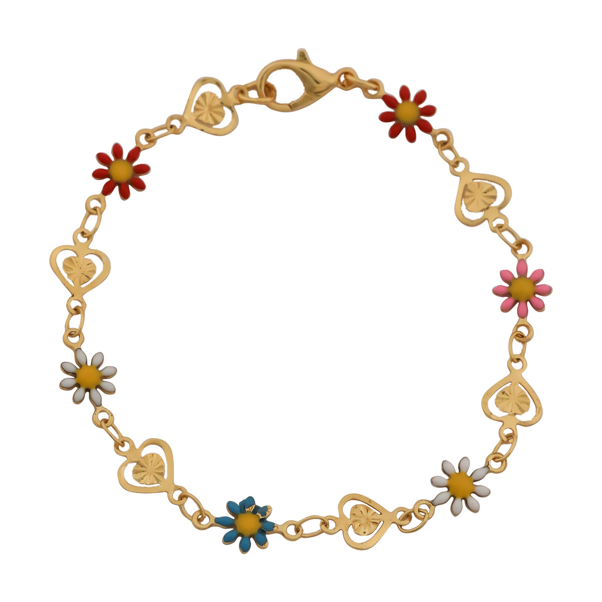 Floral Love Gold Charm Bracelet jewellery product view 6