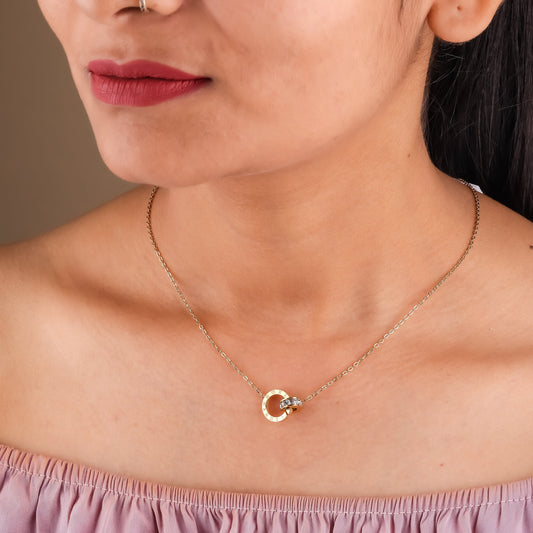 Nandini Roman Letter Gold Necklace jewellery product view 1