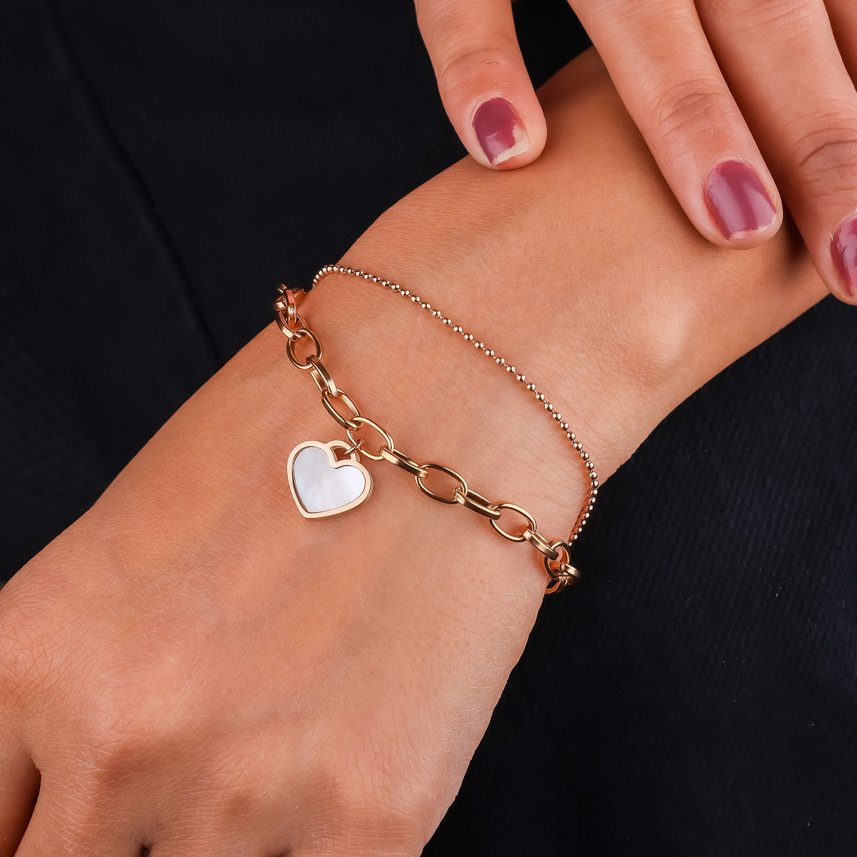 Amoura Luxe Heart Charm Bracelet jewellery product view 2