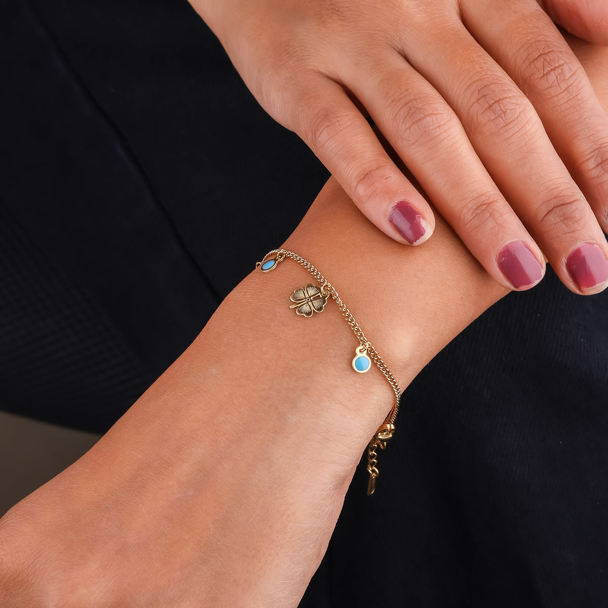 Celestial Clover Nazar Gold Bracelet jewellery product view 2