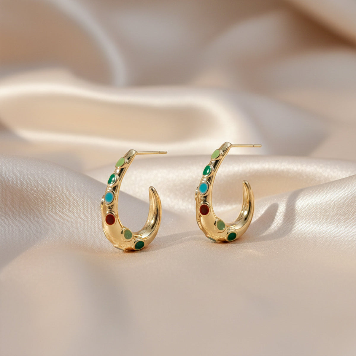 LuxeNova Colorstone Hoop Earrings jewellery product view 2
