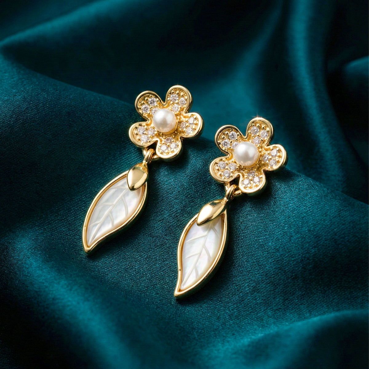 Nazakat Pearl Flower Earrings jewellery product view 1