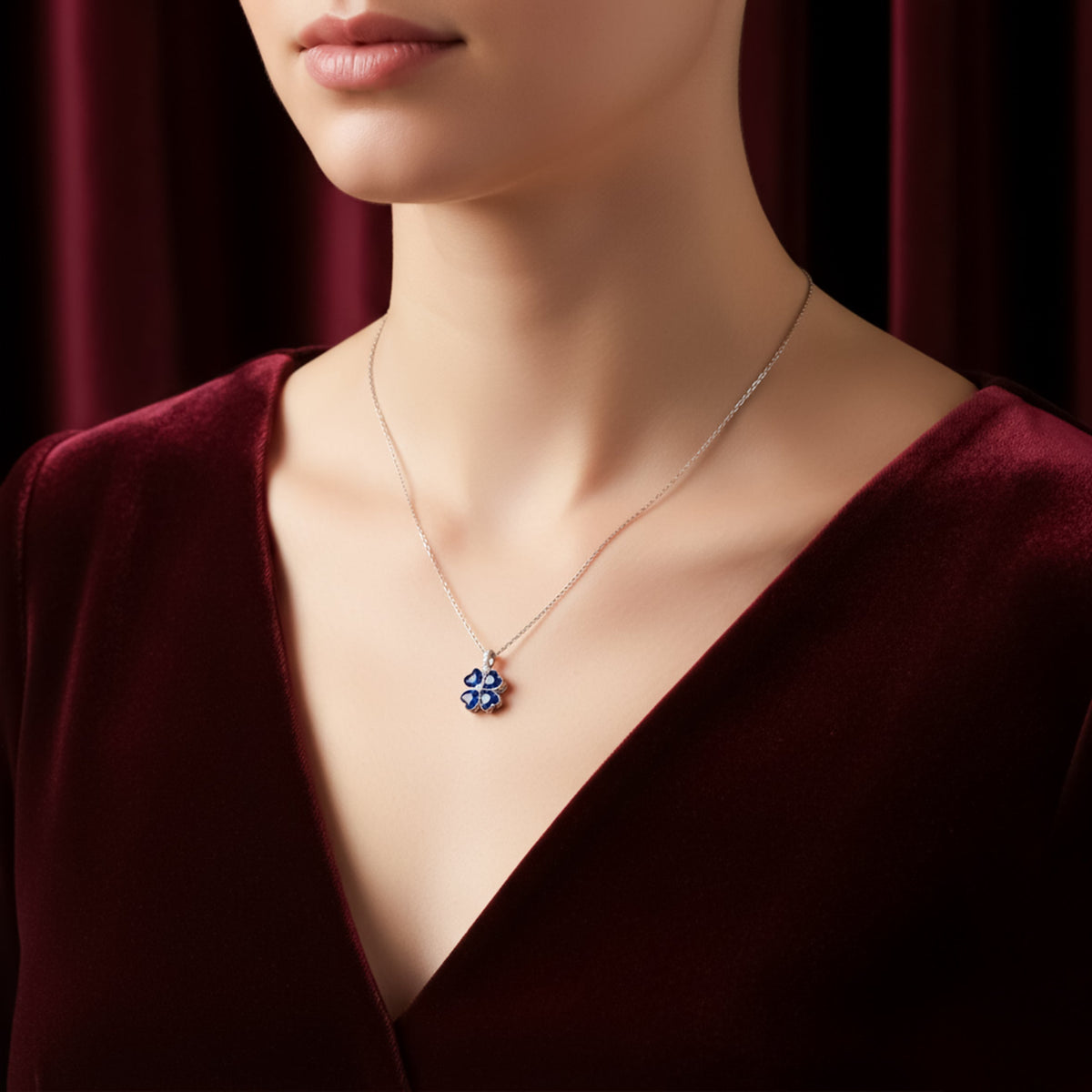 Aurielle Sapphire Bloom Necklace jewellery product view 5
