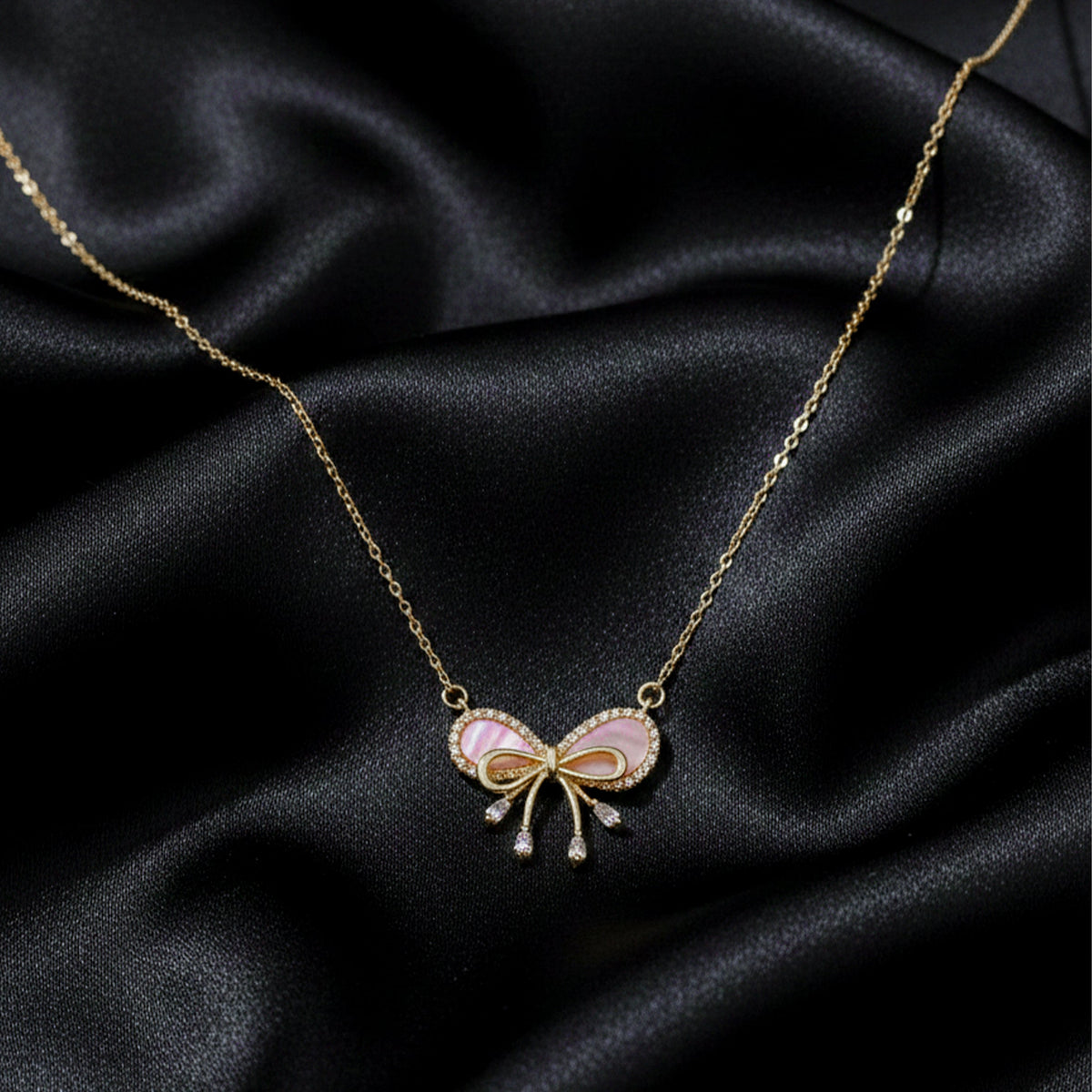 Celestine Luxe Ribbon Pearl Necklace jewellery product view 4