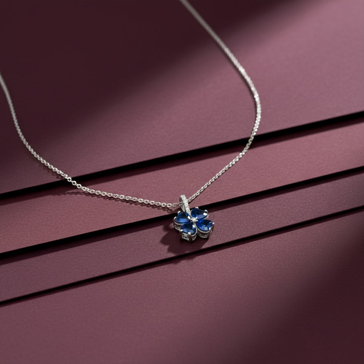 Aurielle Sapphire Bloom Necklace jewellery product view 2