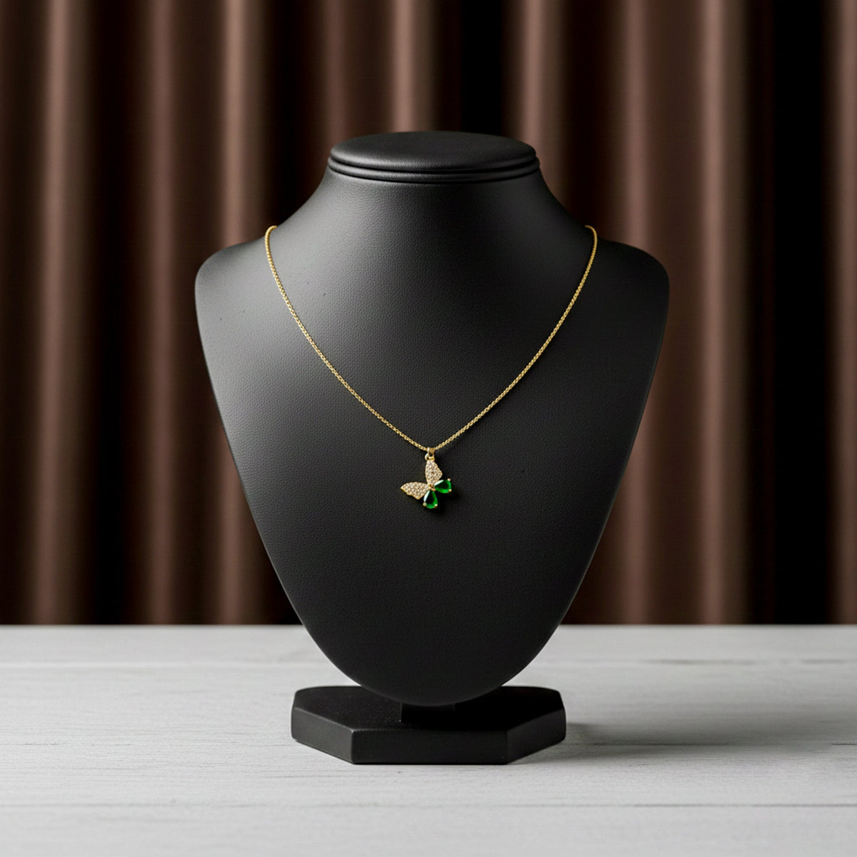 Emerald Butterfly Necklace jewellery product view 6