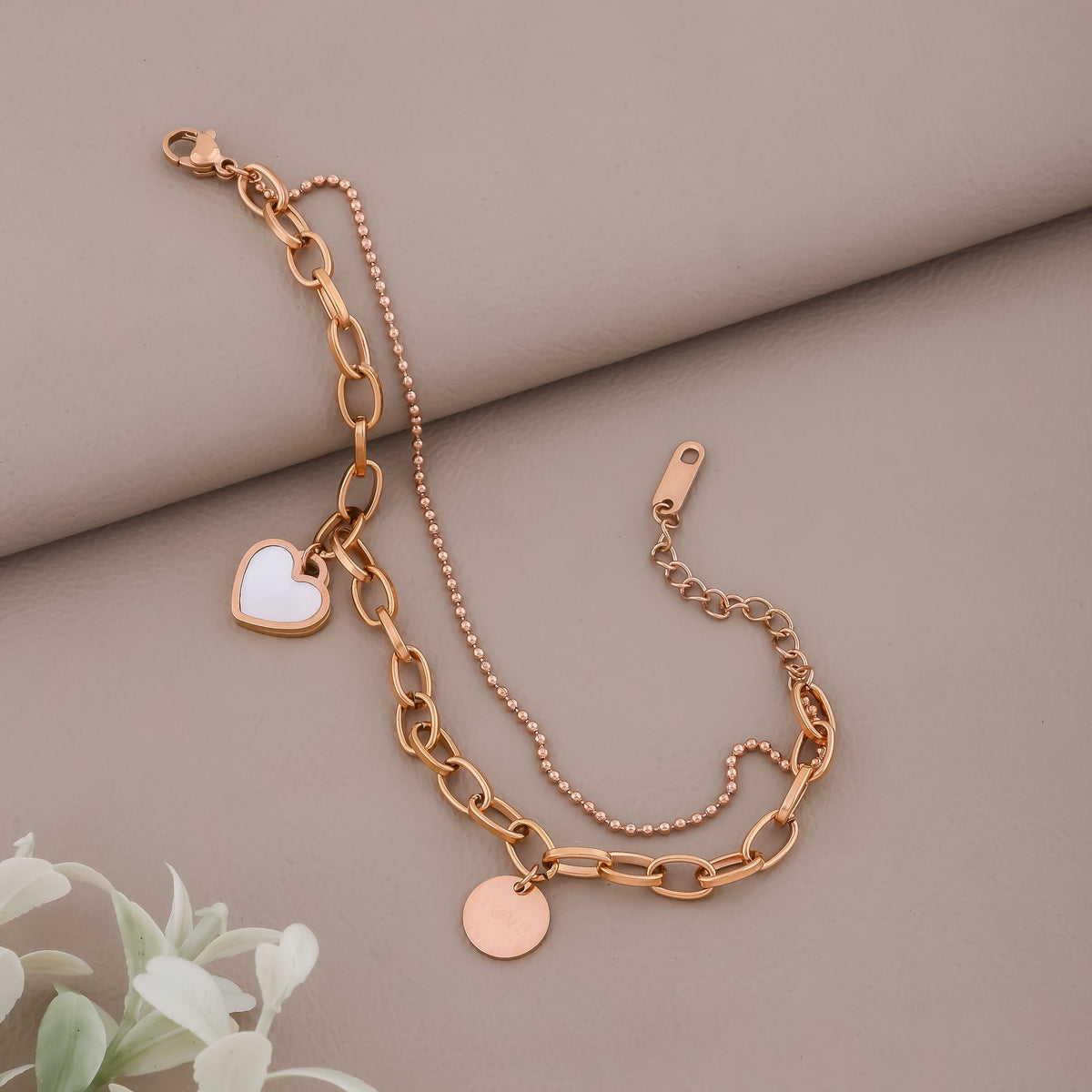 Amoura Luxe Heart Charm Bracelet jewellery product view 5